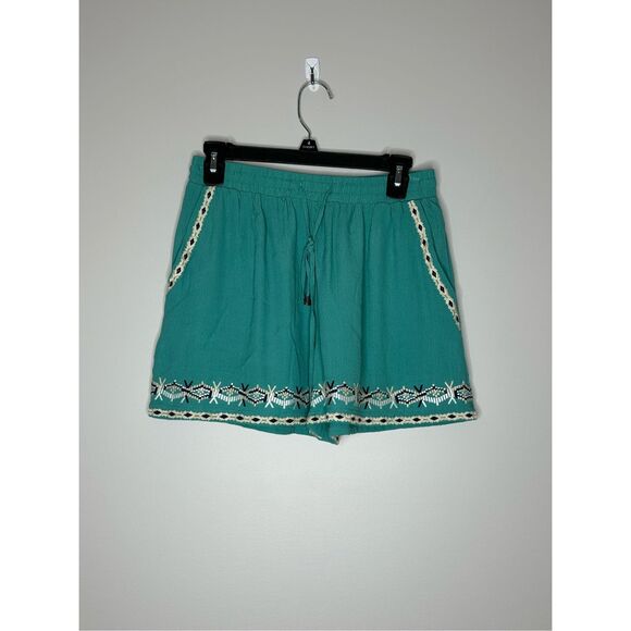 Anthropologie Pants - Hei Hei Anthropologie Isle Embroidered Green Shorts Size Small